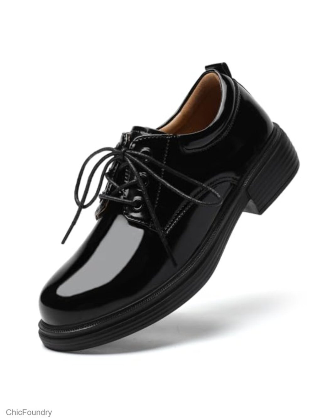 Womens Patent Leather Lace Up Oxford Dress Shoes Non-Slip